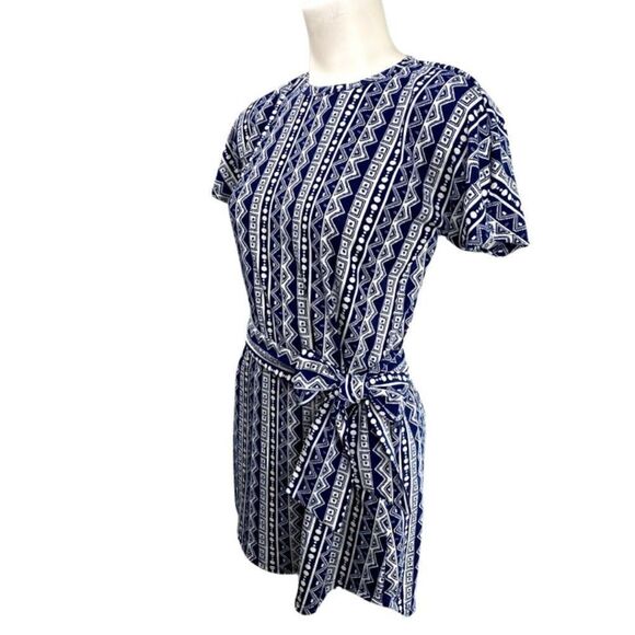 LuLaRoe Mitzi Shirt Top Blue White With Sash NEW - Picture 2 of 6